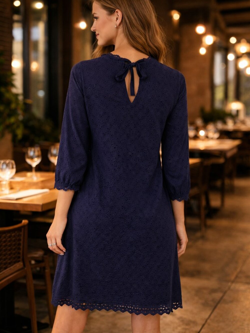 NWT Trovata Birds of Paradise Jessica Wrap Eyelet Long Sleeve Navy Blouse‎